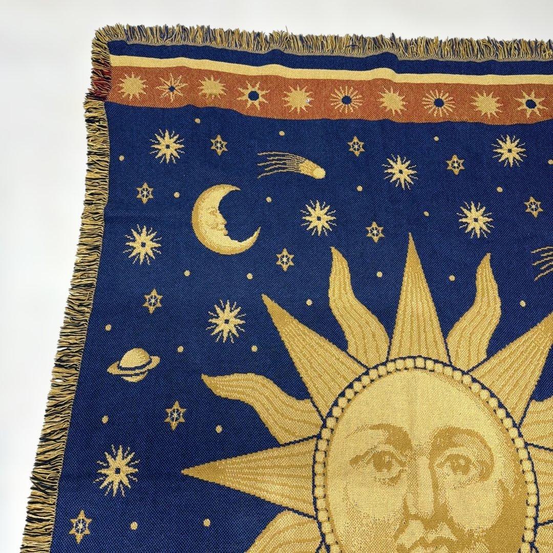 太陽　星　マルチカバー　ソファカバー　ヴィンテージラグ　185x125