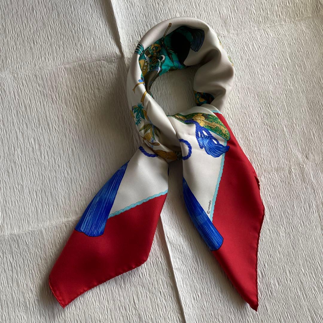 未使用品　エルメス　スカーフ　サムライ　タグ有り