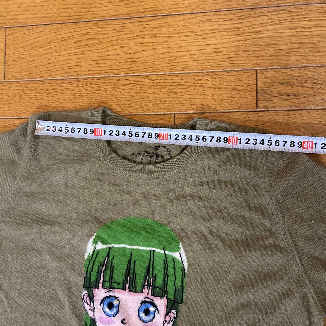 ルシアンペラフィネオリーブ色 長袖カシミヤキャラクタープリント