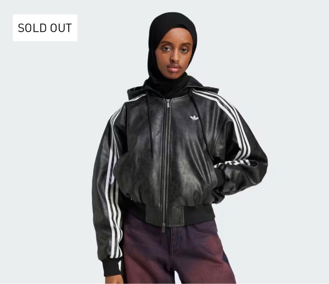 adidas フード付きレザージャケット