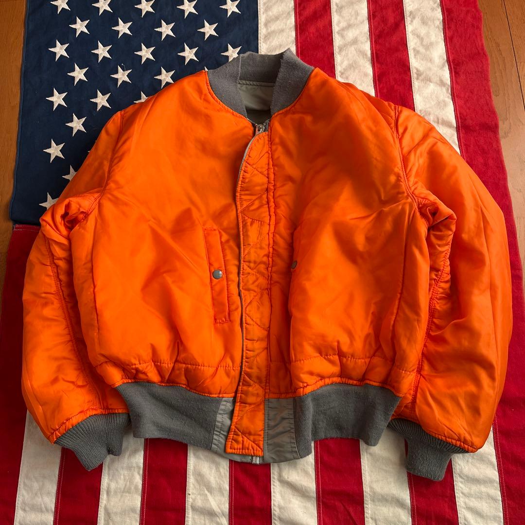 90s ビンテージ ALPHA アルファ MA-1 シルバー XL アメリカ製