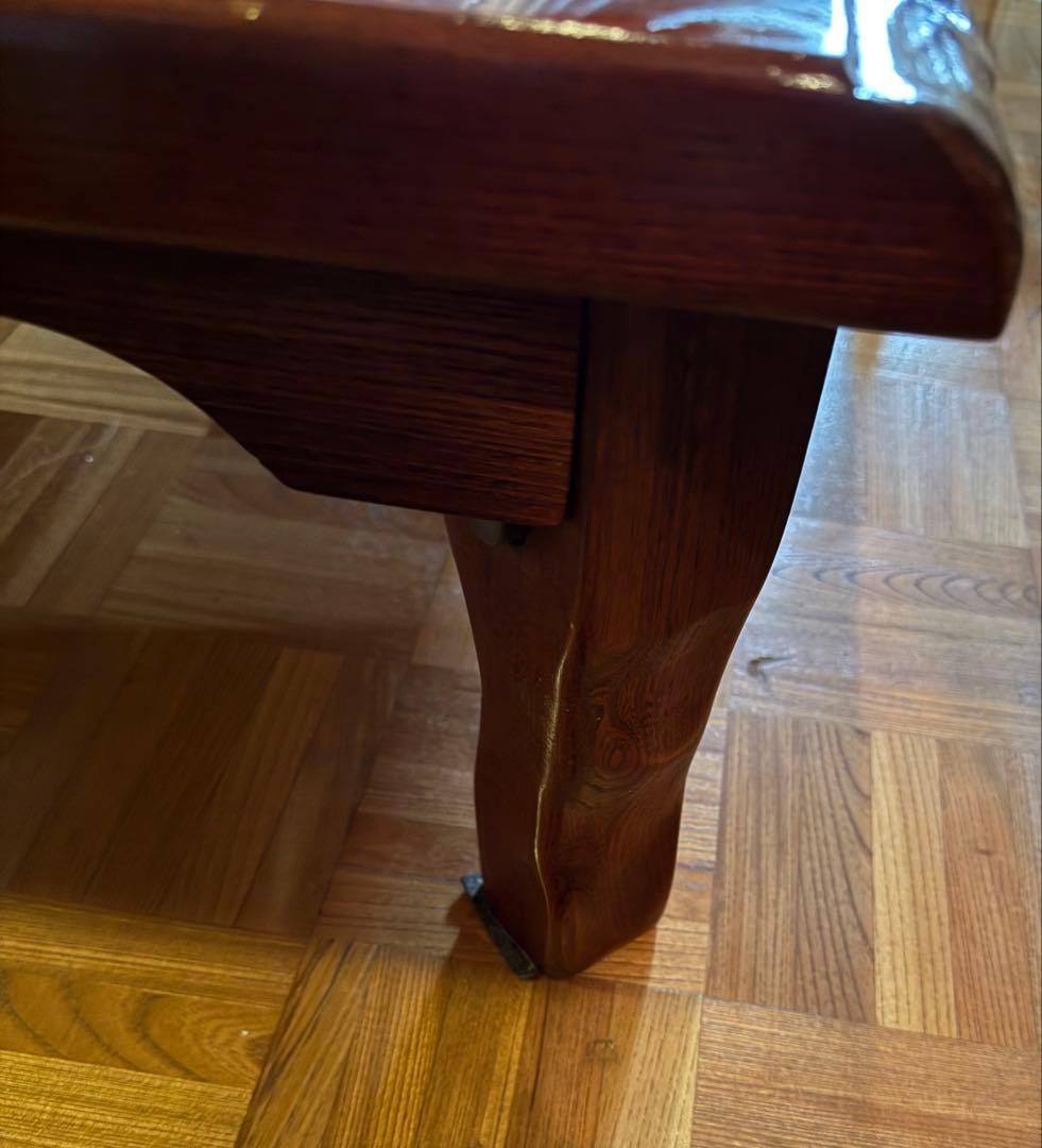 木製　折りたたみ　和机　ローテーブル　昭和レトロ 木彫　座卓　 古家具