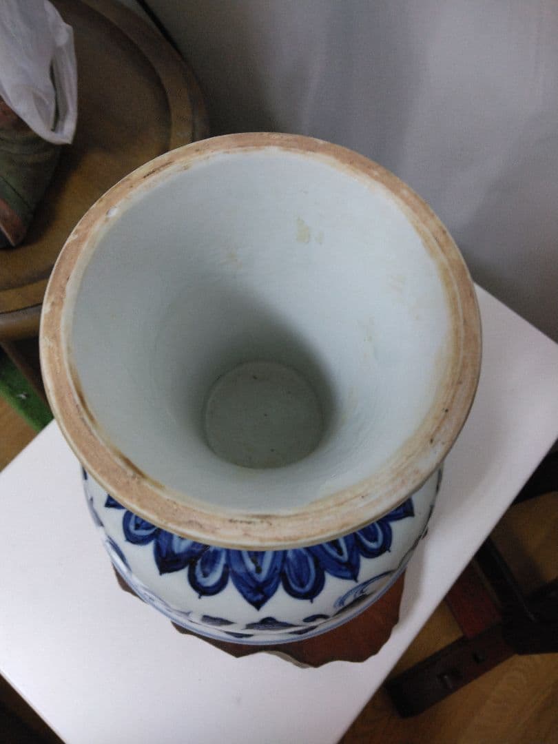 中国美術青花牡丹紋高足碗