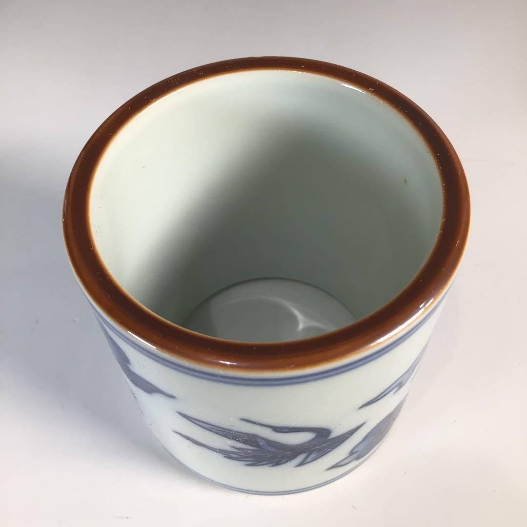 Ｎ７２１　皆具　『手塚玉堂造』『染付雲鶴文』『水指　建水　蓋置　杓立』　共箱