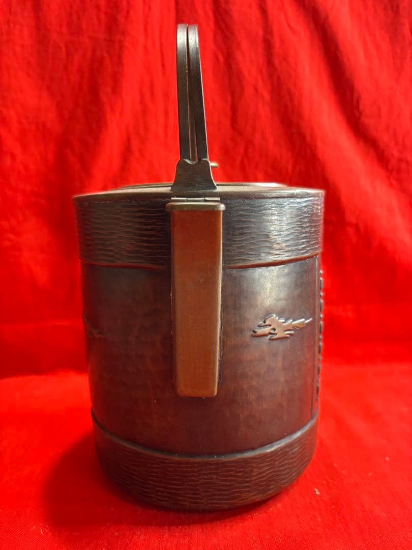 寸胴割手　銅製薬缶　やかん　浮彫細工　水差 水注　茶器　急須　ビンテージ