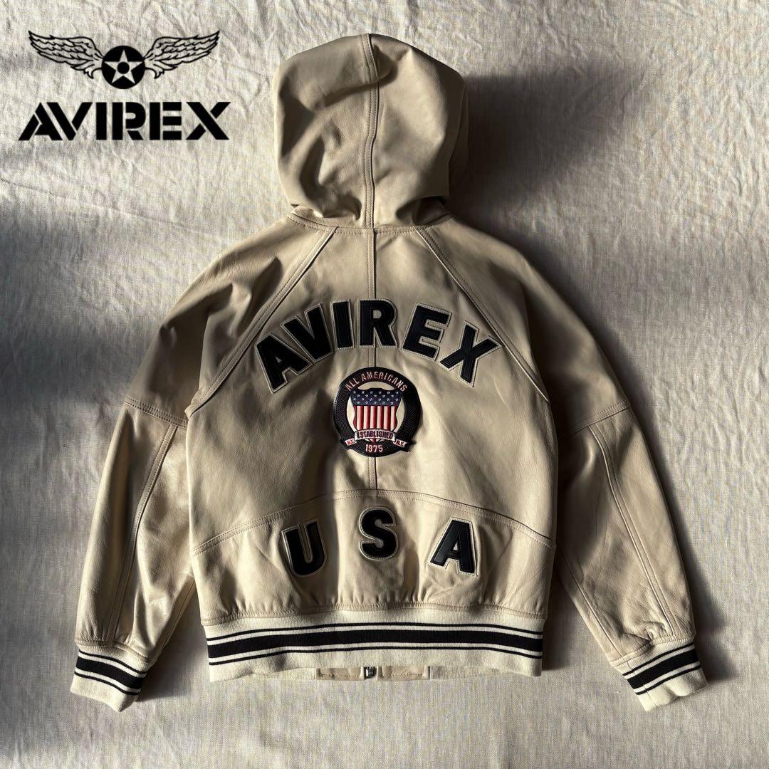 AVIREX SIGNATURE HOODED LEATHER バックロゴ