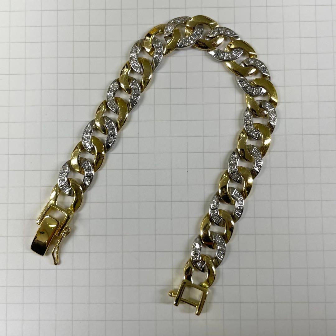 18金プラチナ850 ダイヤ 喜平ブレスレット