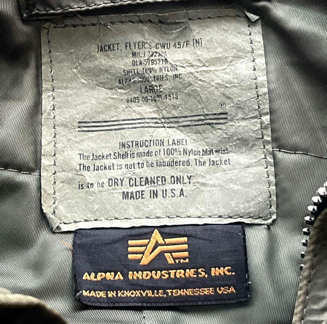 90s USA製 ALPHA INDUSTRIES CWU-45/P ma-1