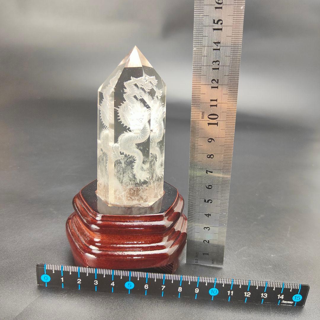 3 水晶　 5本爪の龍　 水晶ポイント　六角柱　天然石　龍　風水　占い　辰年