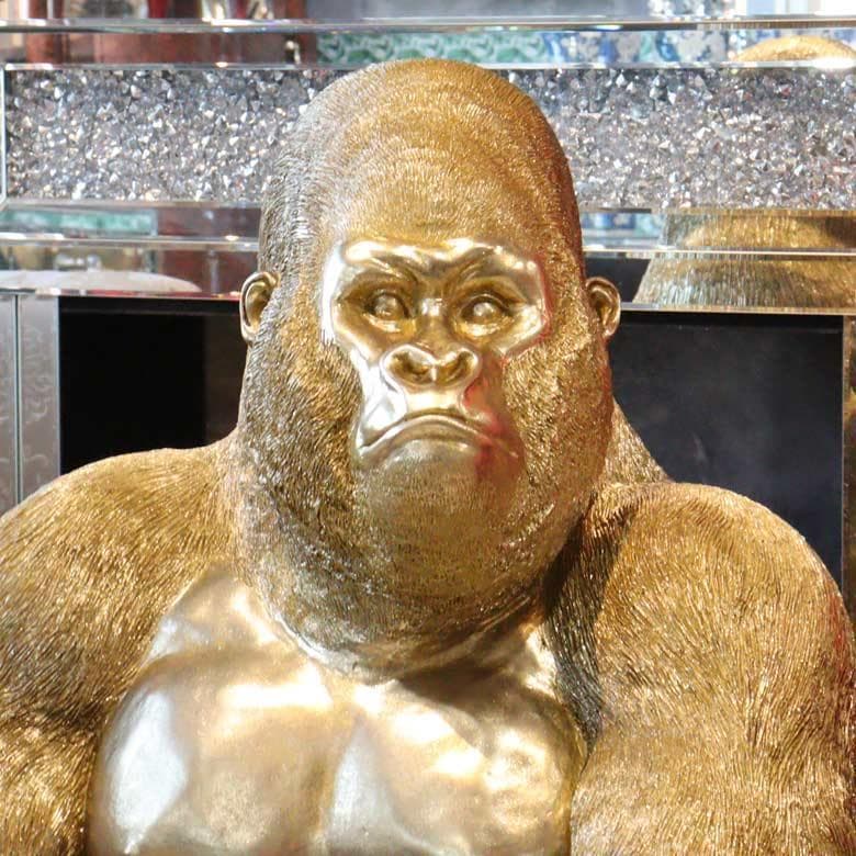 ゴリラ 91cm ゴールド オブジェ 置物 コング リアル 特大