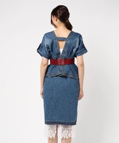 希少アイテム cheap!!by vaNiteペプラムレイヤードデニムワンピース