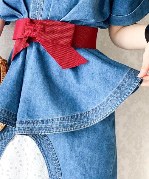 希少アイテム cheap!!by vaNiteペプラムレイヤードデニムワンピース