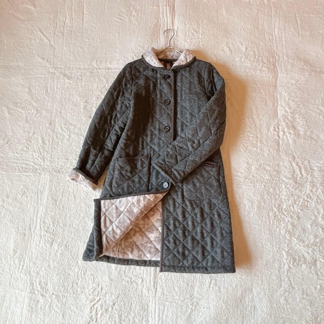 LAVENHAM ラベンハム ボアキルティングコート グレー 38