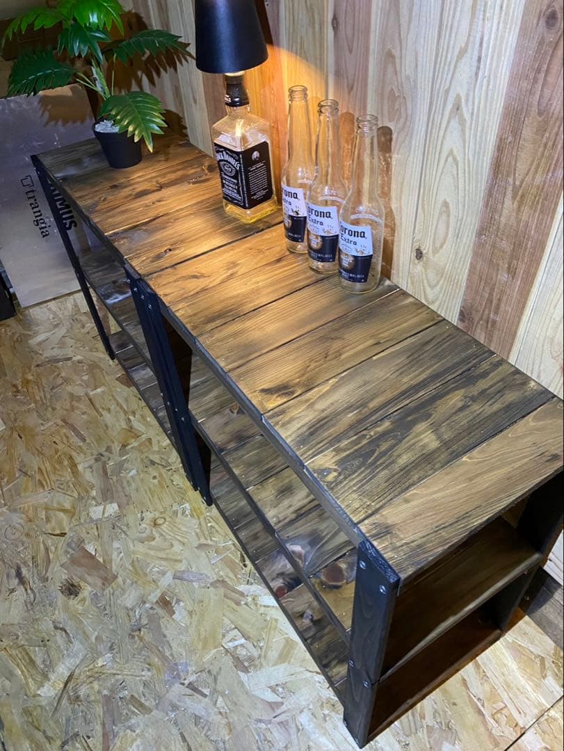 アイアン風3段ラック　靴入れ　飾り棚