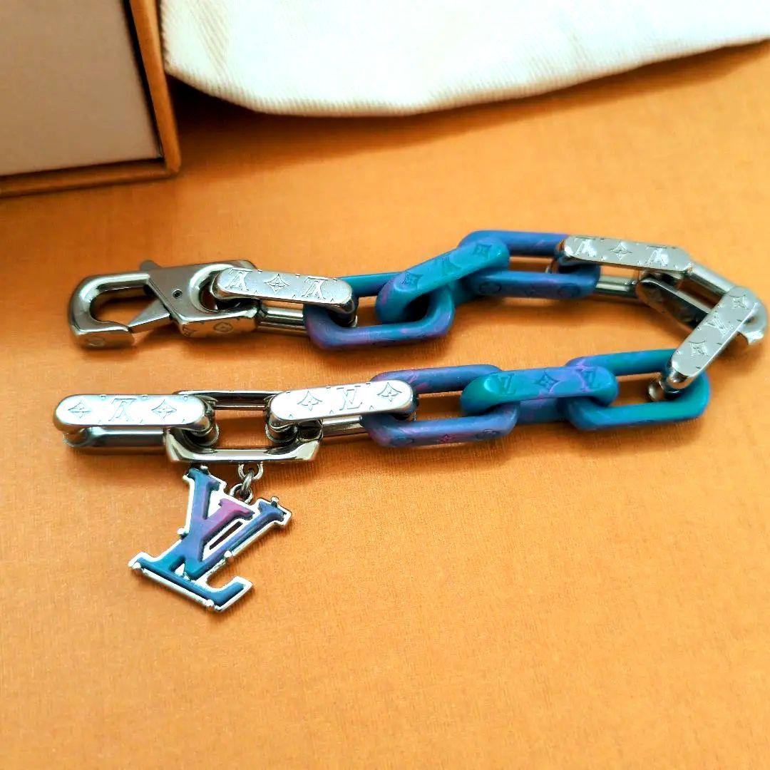 ルイヴィトン　M1229L ブレスレット モノグラムチェーン ブルー