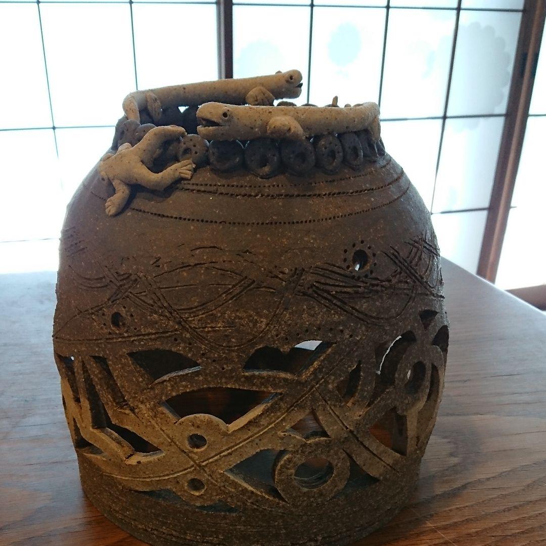 陶器のオブジェ   フロアスタンド