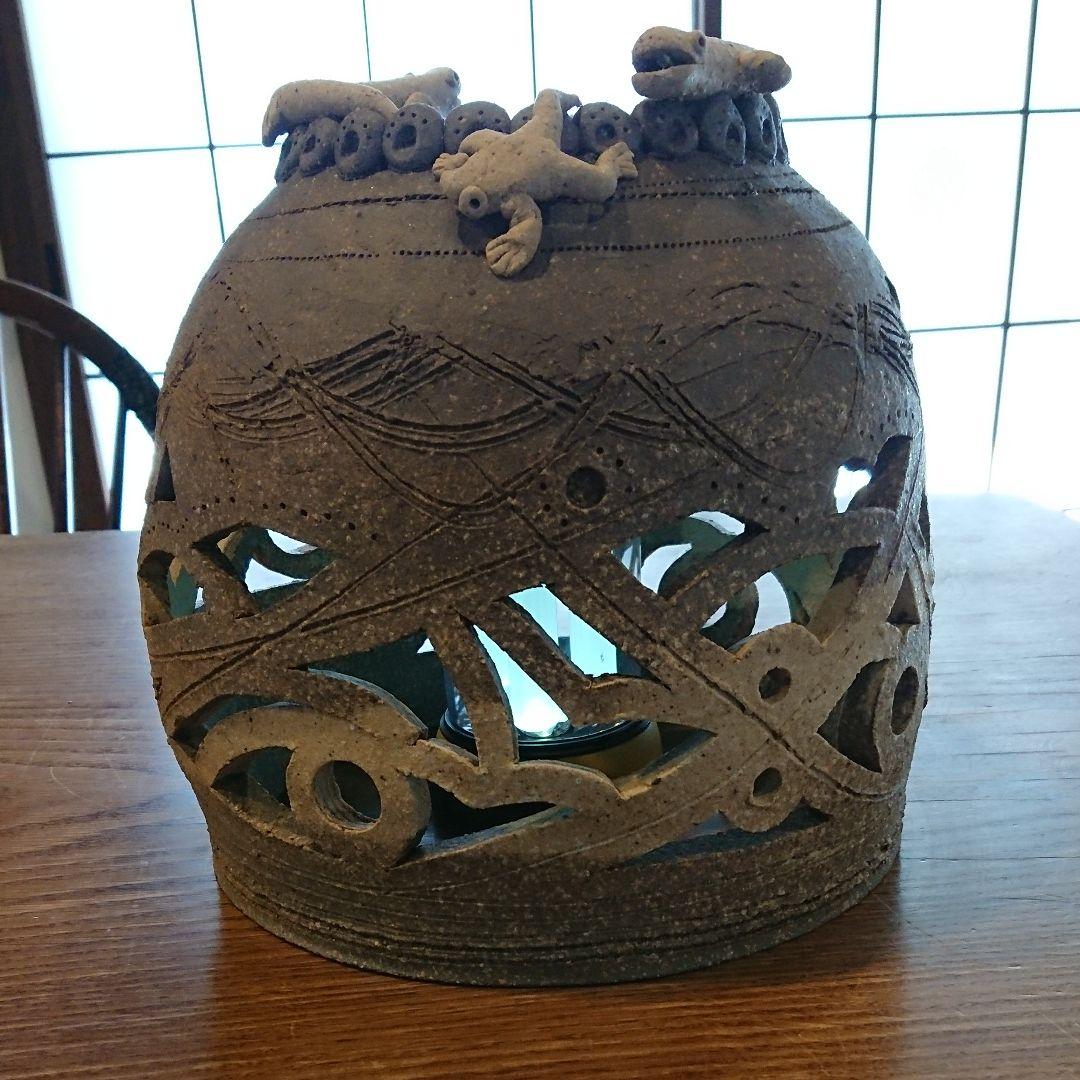 陶器のオブジェ   フロアスタンド