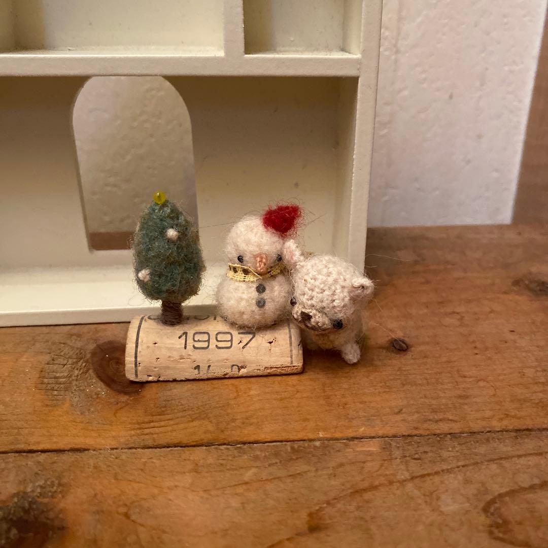 あみぐるみ フレンチブルドッグ　雪だるま クリスマスツリー