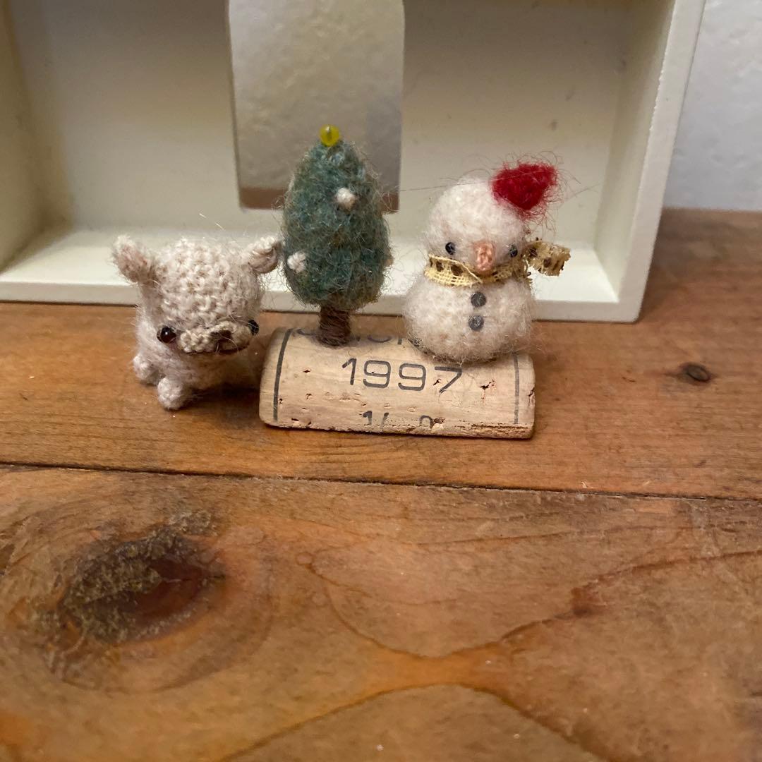 あみぐるみ フレンチブルドッグ　雪だるま クリスマスツリー