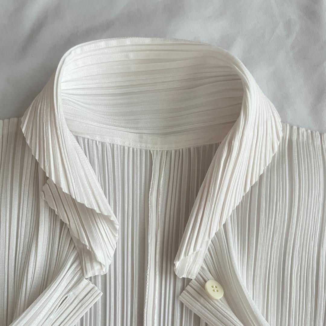 極美品 プリーツプリーズ イッセイミヤケ ブラウス お洒落 ホワイト 3