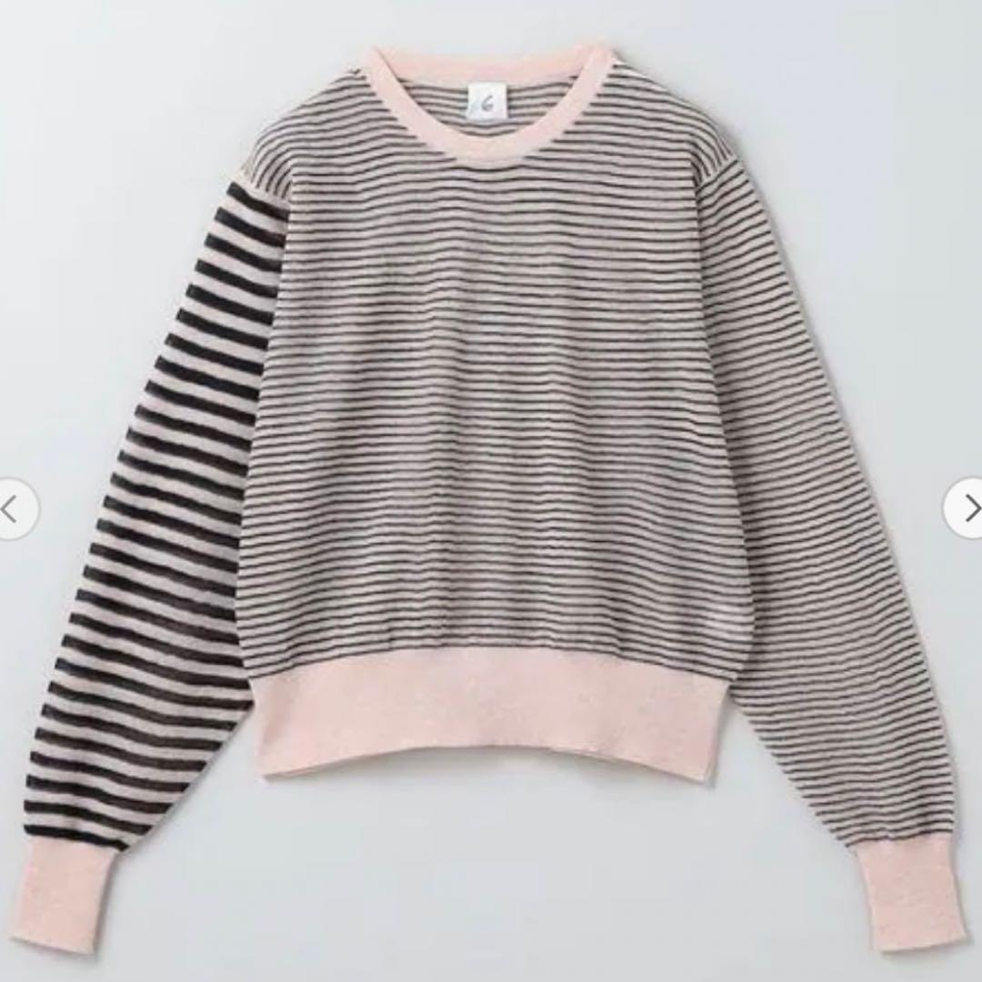 6 UNITED ARROWS シアーボーダークルーネックプルオーバー