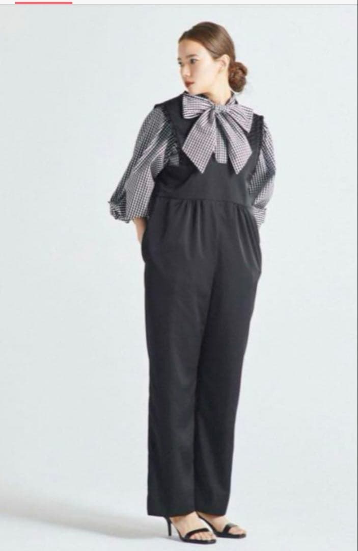 yori サテンフリルサロペット ブラック 36 ヨリ