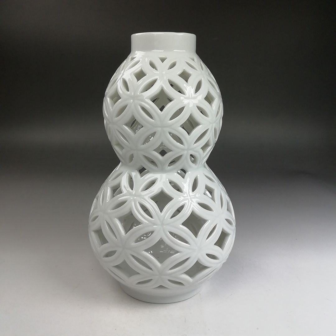 Ｗ２１６　皆具　『白磁　七宝透』『加藤藤城 造』　共箱　茶道具