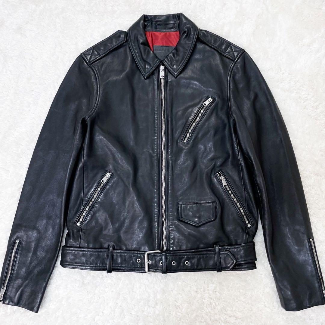 極美品 ALLSAINTS オールセインツ ラムスキン レザージャケット 黒 L