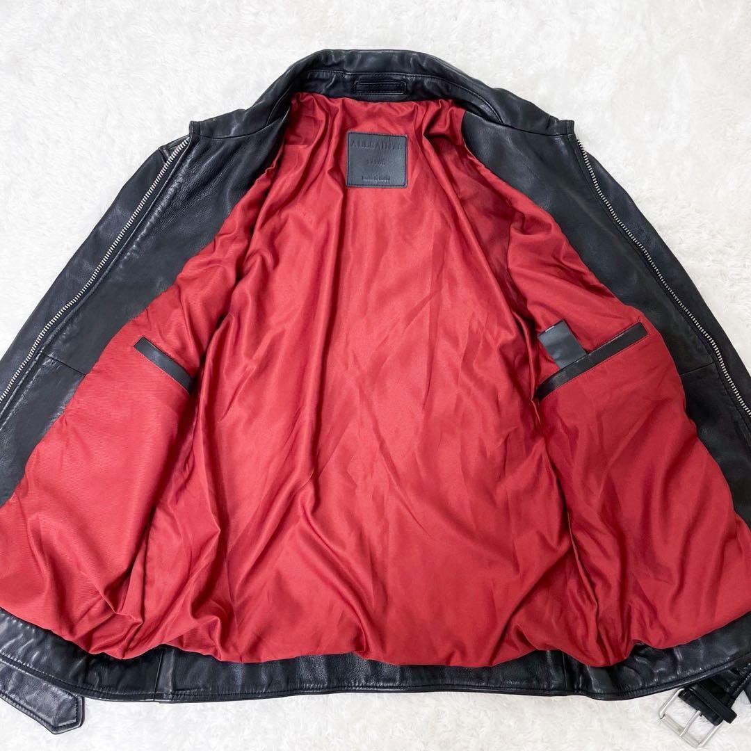 極美品 ALLSAINTS オールセインツ ラムスキン レザージャケット 黒 L