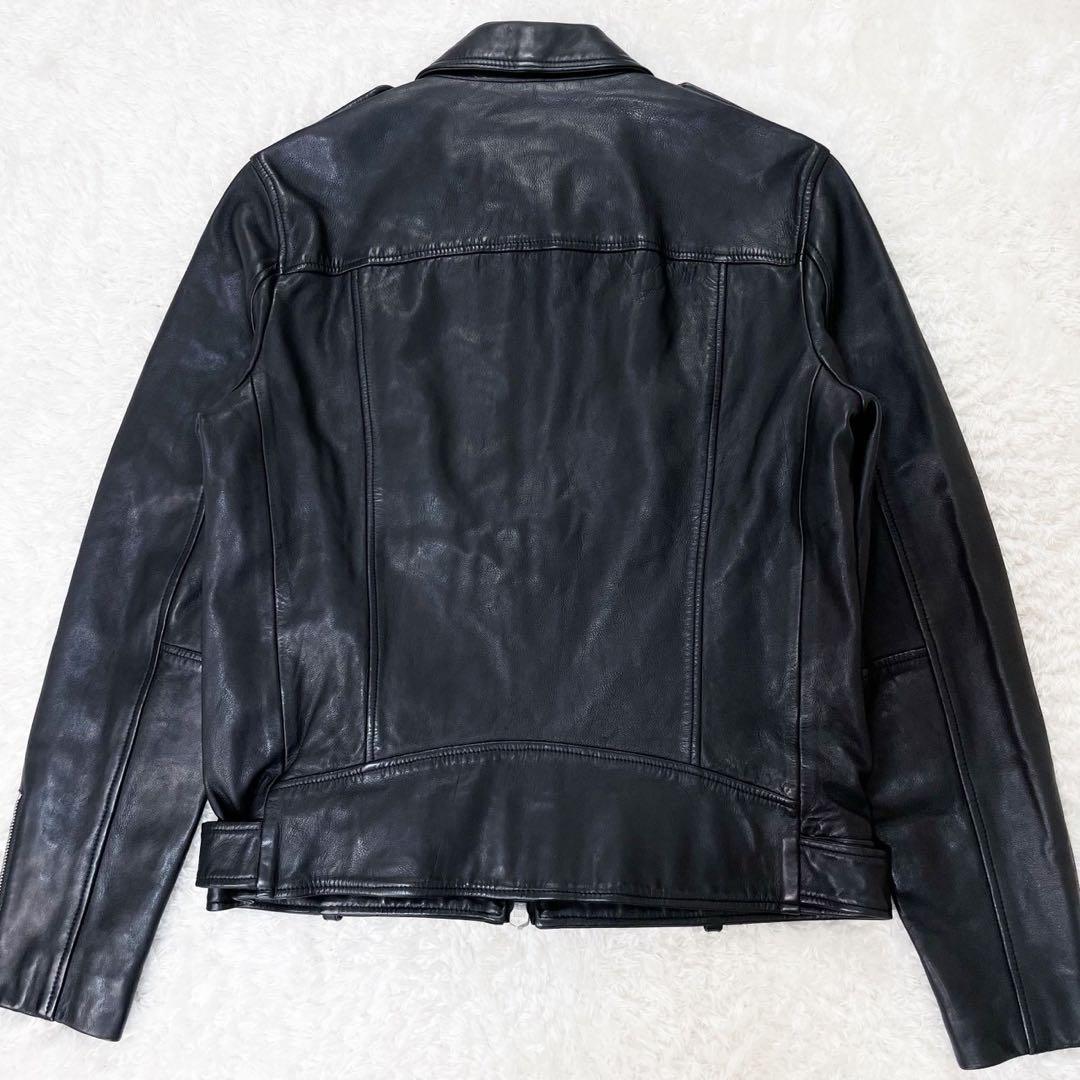 極美品 ALLSAINTS オールセインツ ラムスキン レザージャケット 黒 L