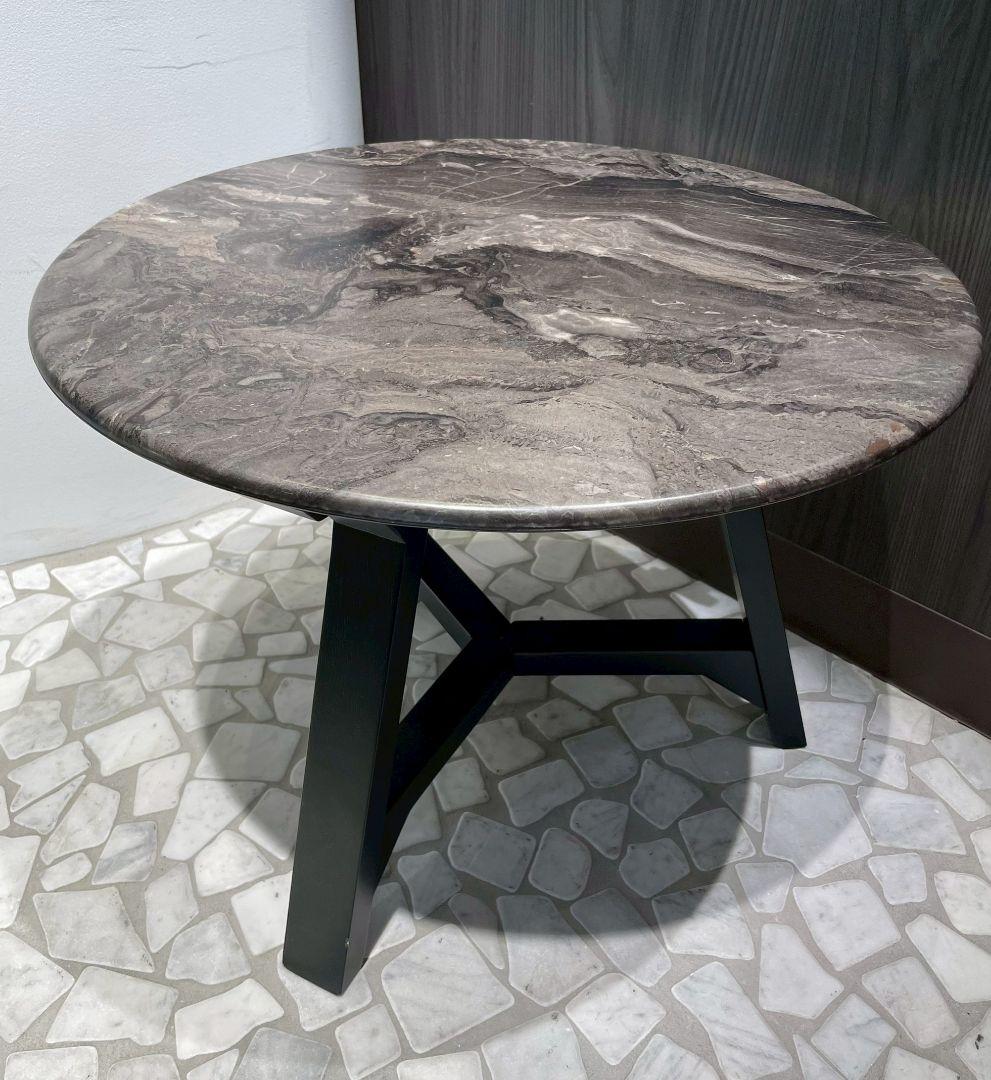 円形大理石風サイドテーブル 組み立て式 傷あり