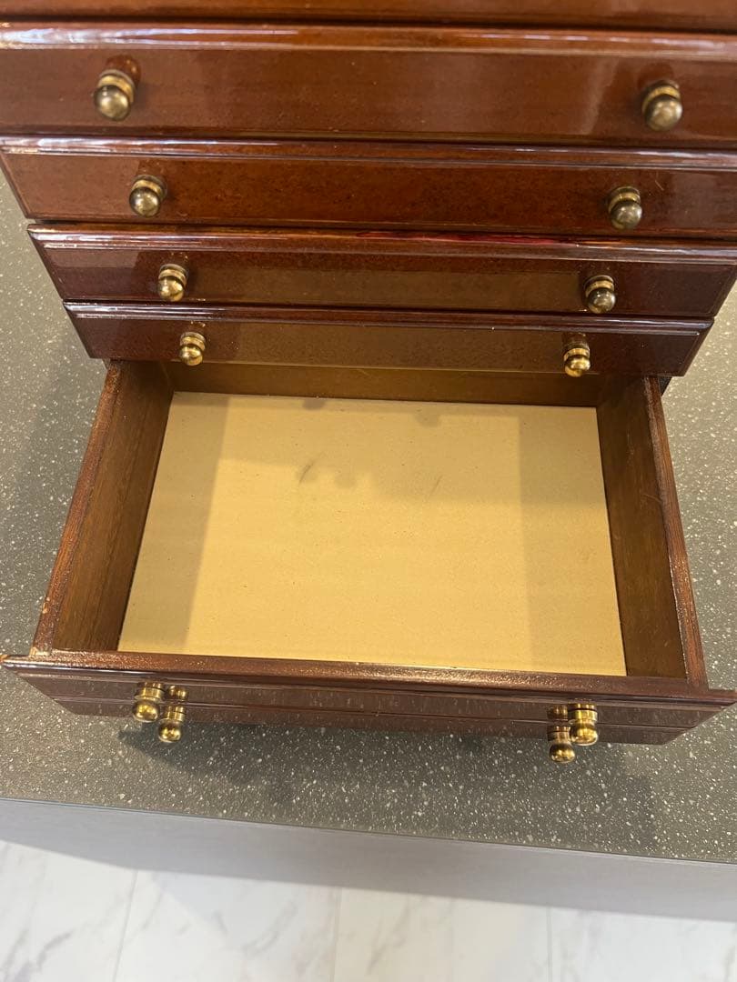 イタリア製 象嵌細工 木製ジュエリーボックス ミラー付き