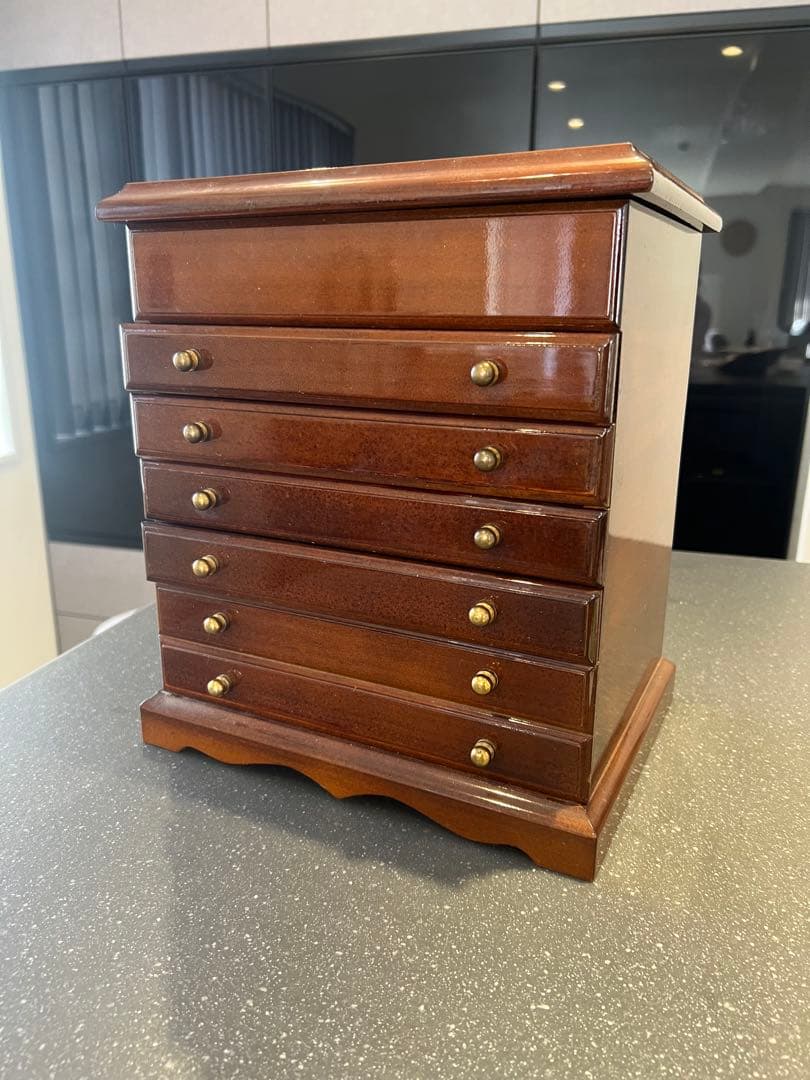 イタリア製 象嵌細工 木製ジュエリーボックス ミラー付き