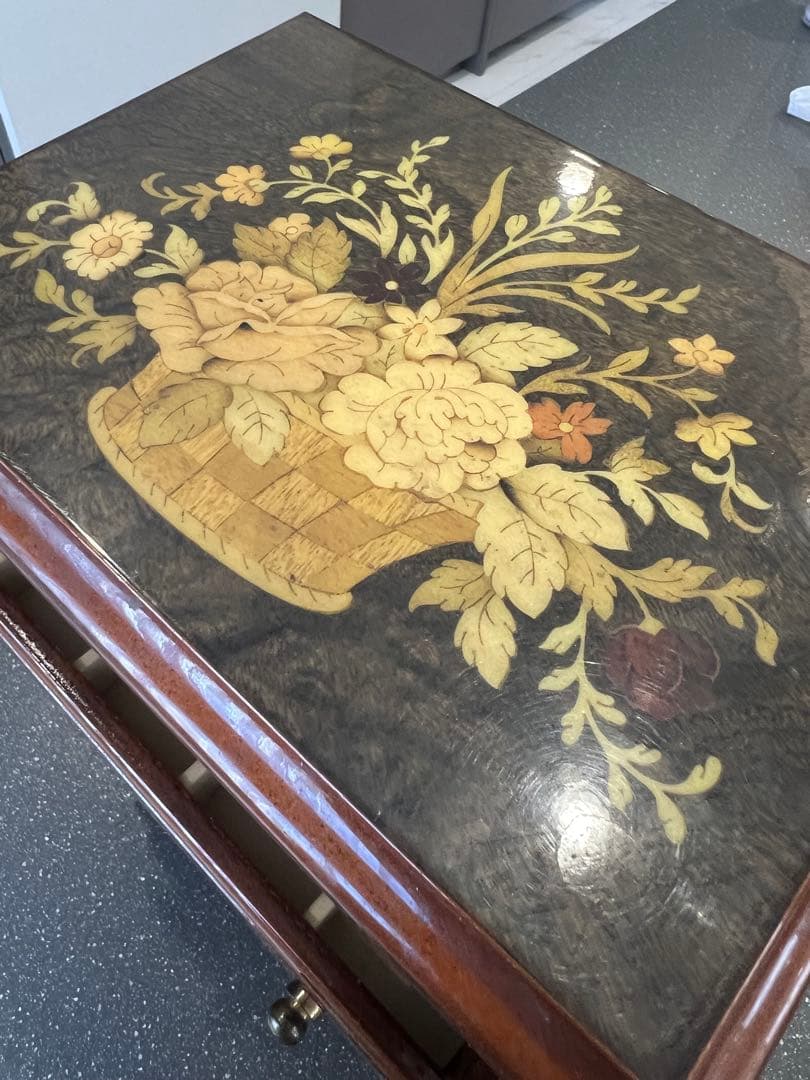 イタリア製 象嵌細工 木製ジュエリーボックス ミラー付き