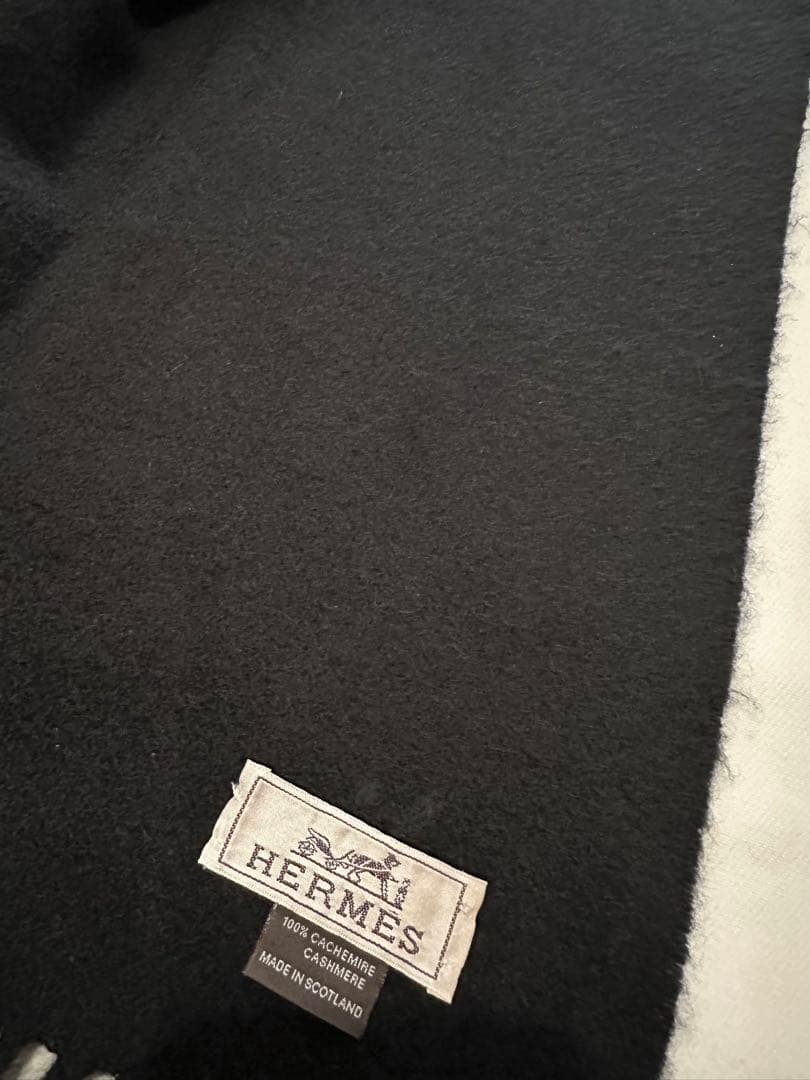 HERMES エルメス カシミヤ マフラー ブラック