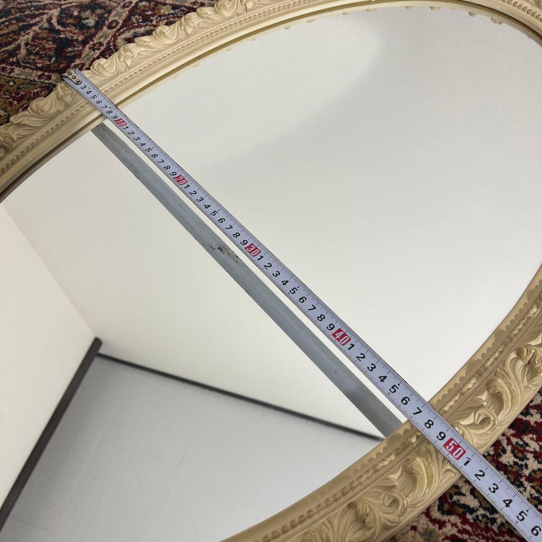 カナダ製◾️木製装飾フレーム オーバル型 壁掛けミラー ウォールミラー 鏡