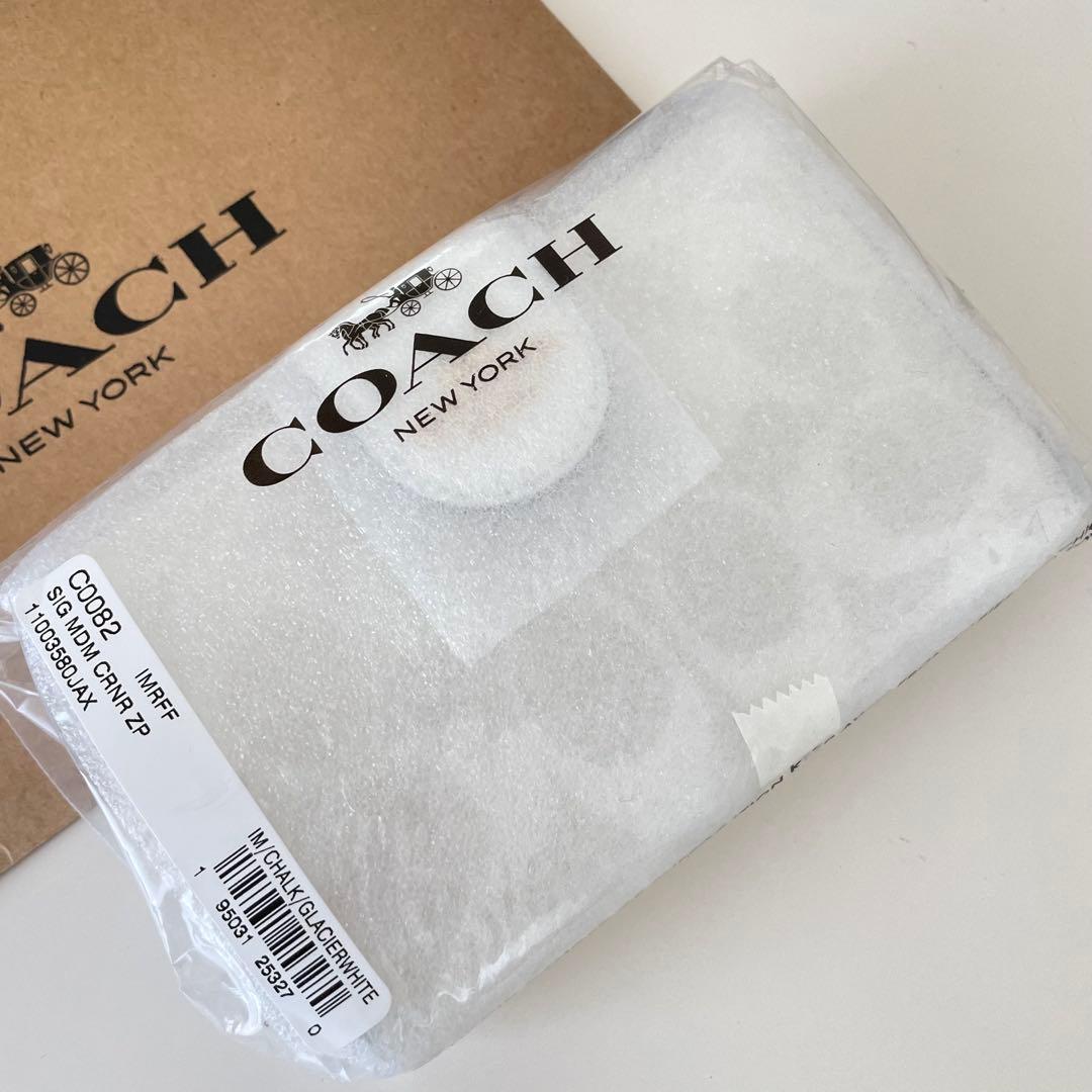 COACH コーチ　折り財布　シグネチャー チョーク　ホワイト　白色二つ折り財布