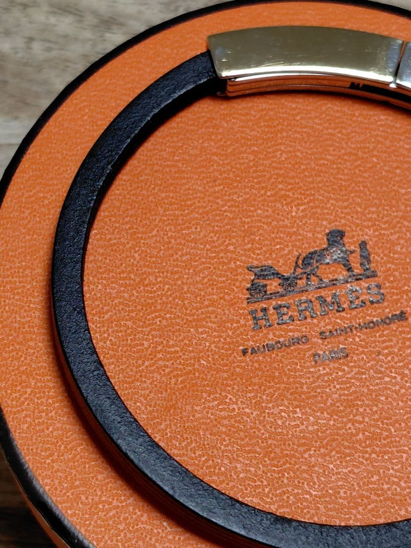 HERMES ブラック シルバー ブレスレット