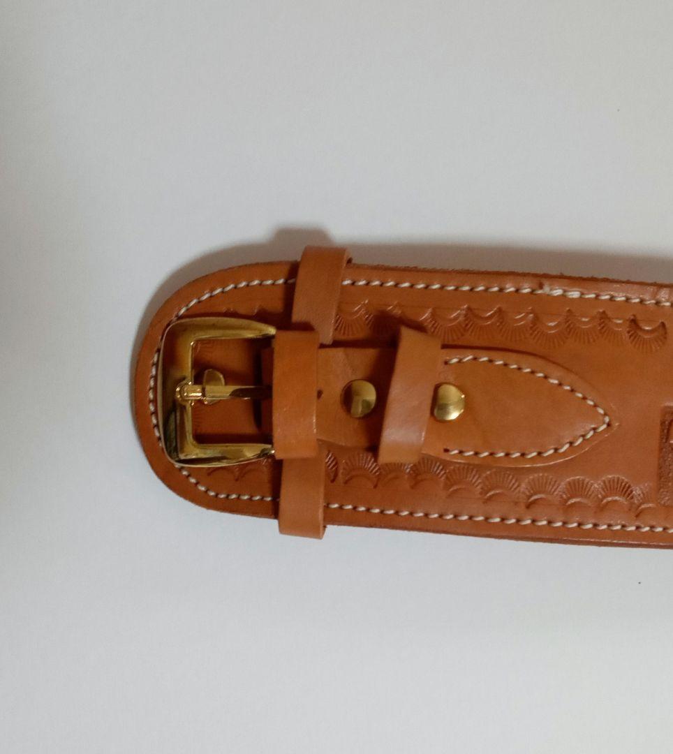 カービングレザーガンベルト ナチュラル　34