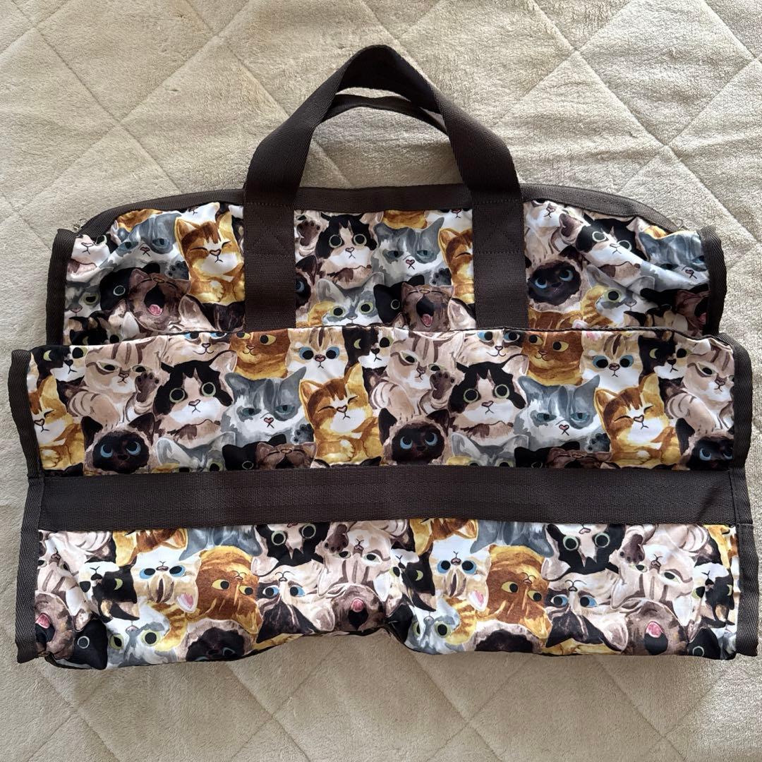 レスポートサック　ボストンバッグ　ネコ柄　大容量