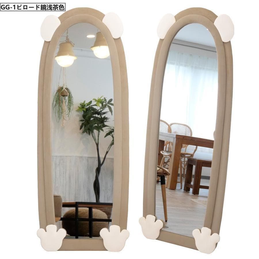 大特価全身鏡 韓国風 可愛い 160x60 ビロードフレーム 浅茶色06