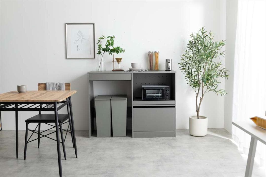 【送料無料】【幅120cm】ゴミ箱上レンジラック キッチン収納 コンセント付き