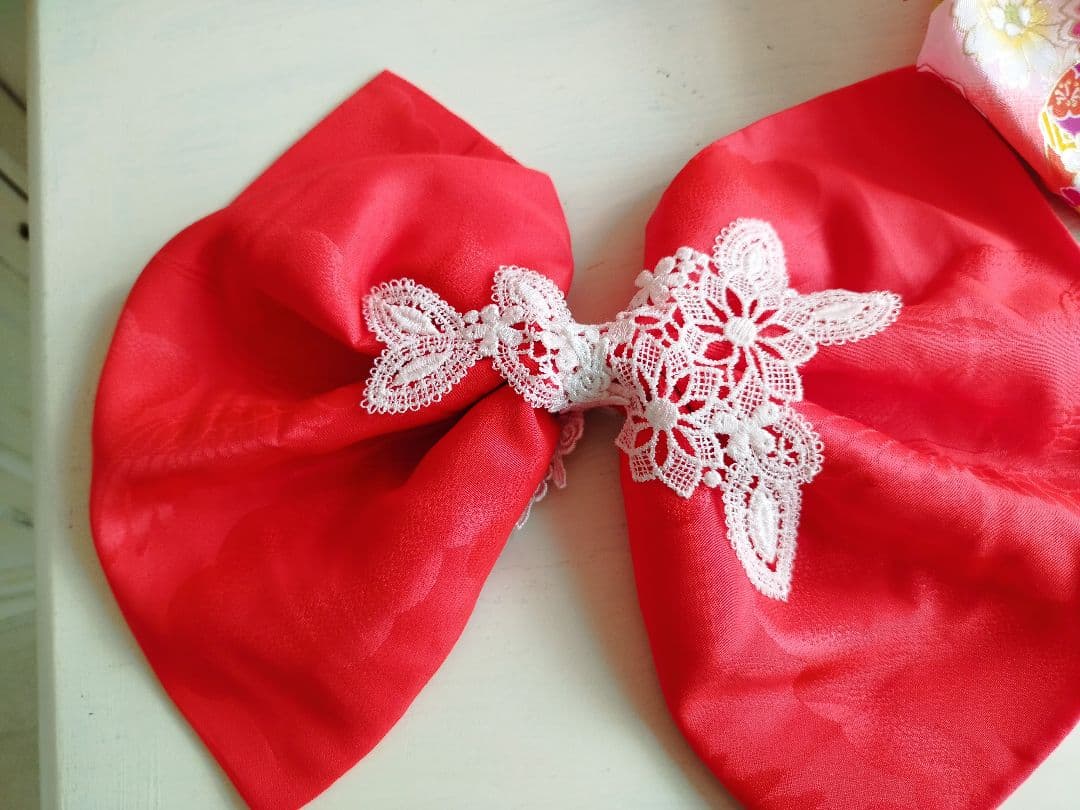 アンティーク小花の着物と鹿の子の被布セット