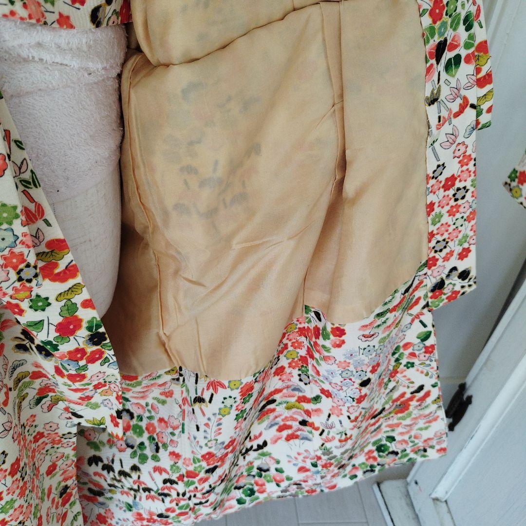 アンティーク小花の着物と鹿の子の被布セット