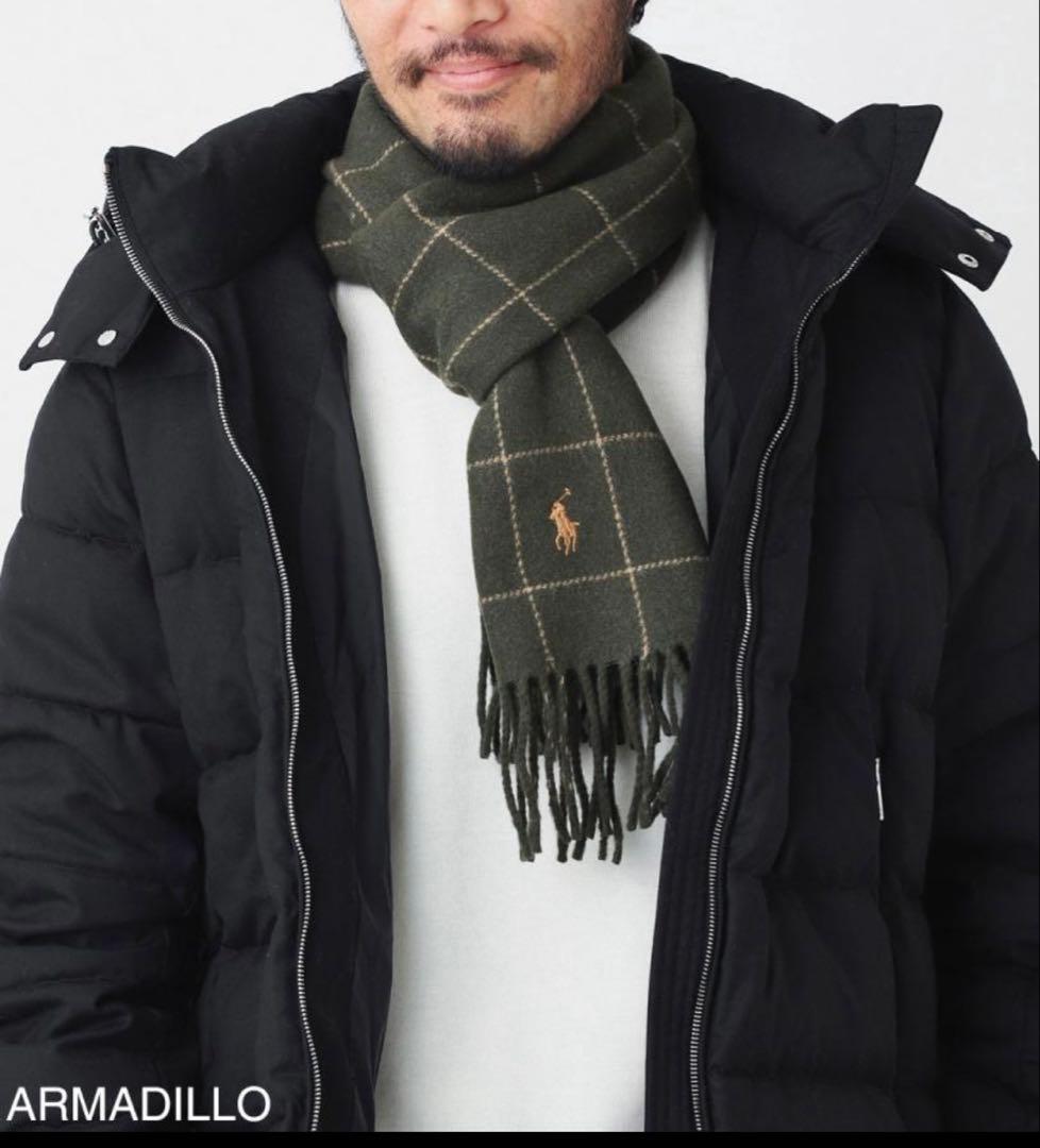 新品タグ付　ポロラルフローレン　ウールマフラー　チェック柄　ギフトボックス付