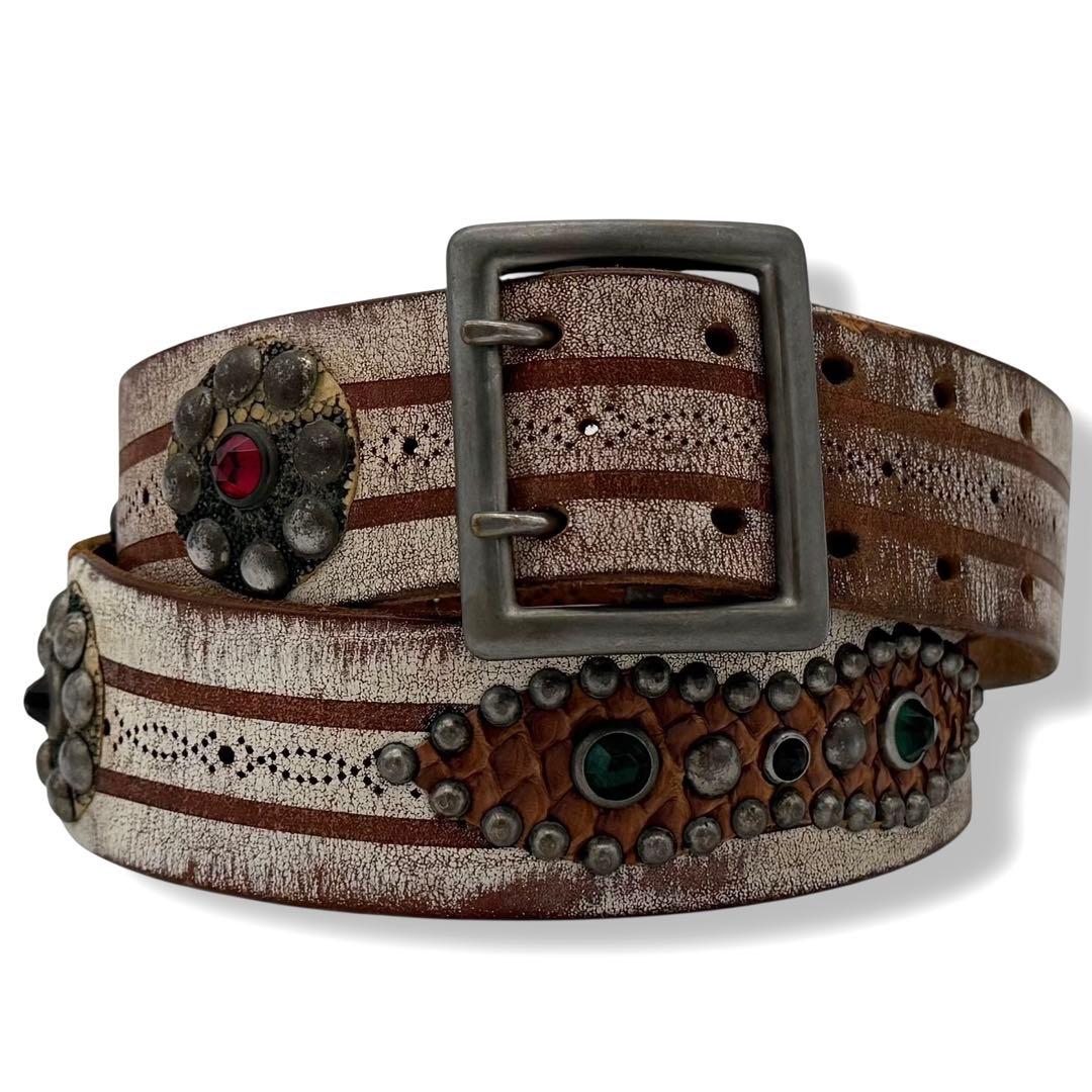 希少品 HTC Stingray × Python studs belt