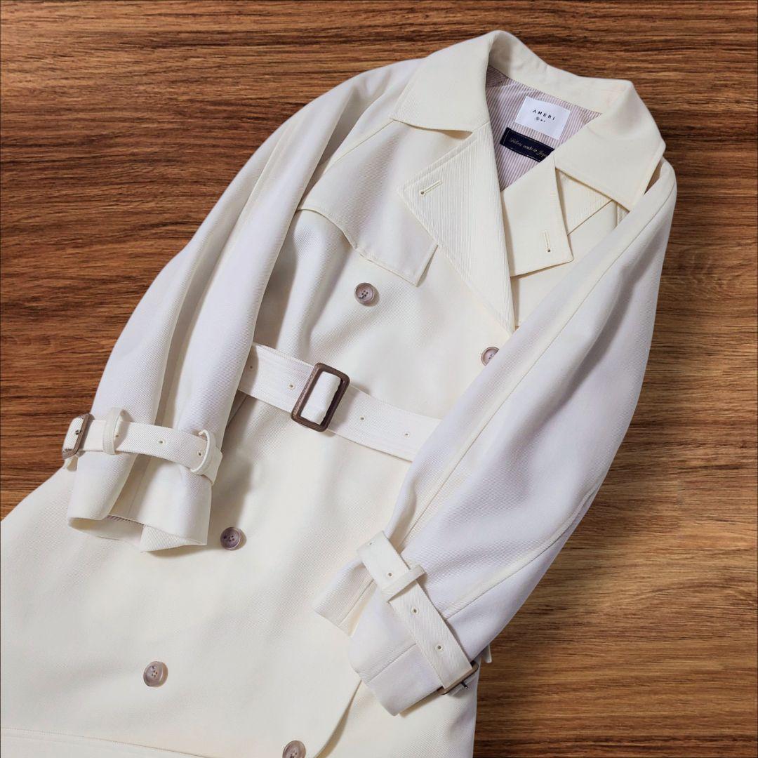 【AMERI アメリ】美品 スーペリアフレアトレンチコート オフホワイト S