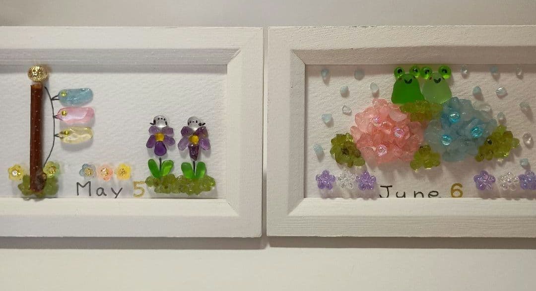 シーグラスアート・1年間　月別イベント　カレンダー　ミニサイズ　NO802