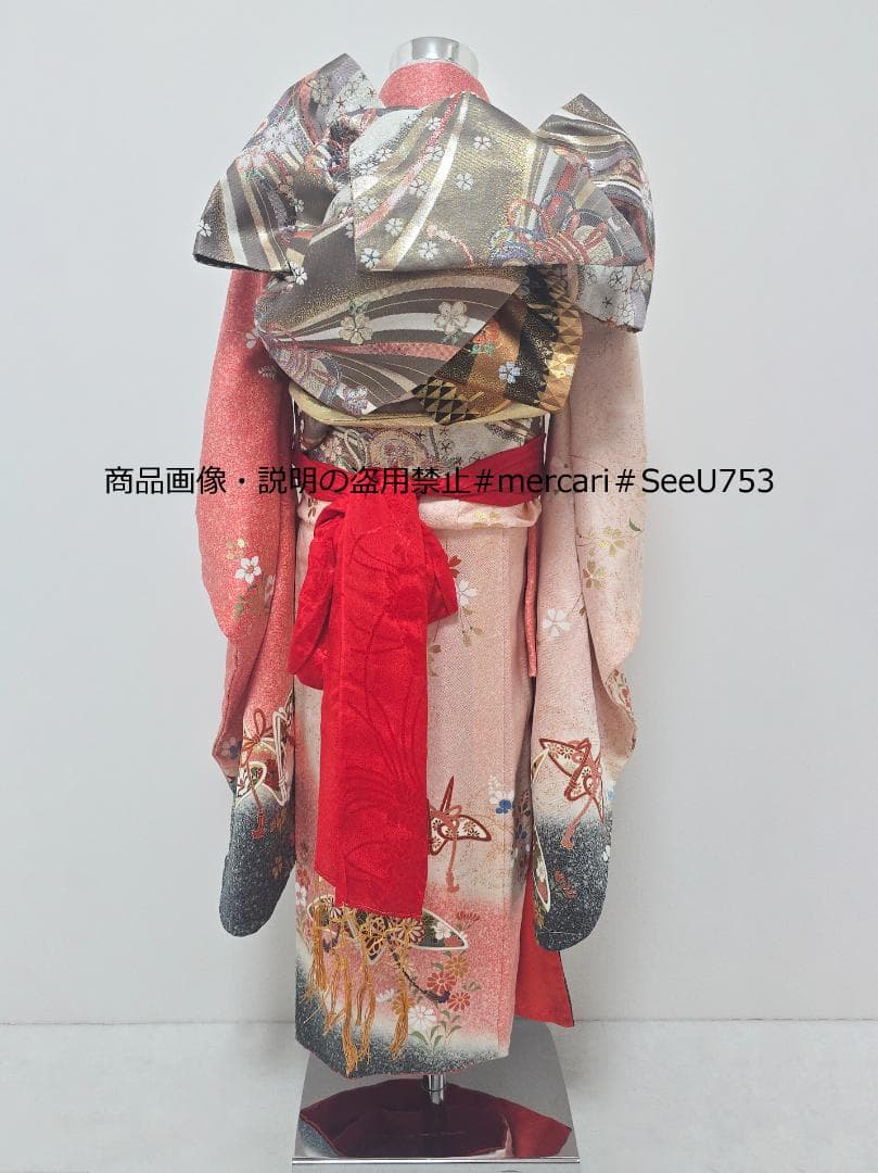七五三　小さめ7歳～　正絹　着物　セット　女の子 *c78