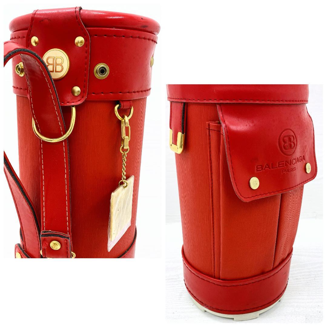 【希少‼】 BALENCIAGA レッド 本革 キャディバッグ ゴルフバッグ
